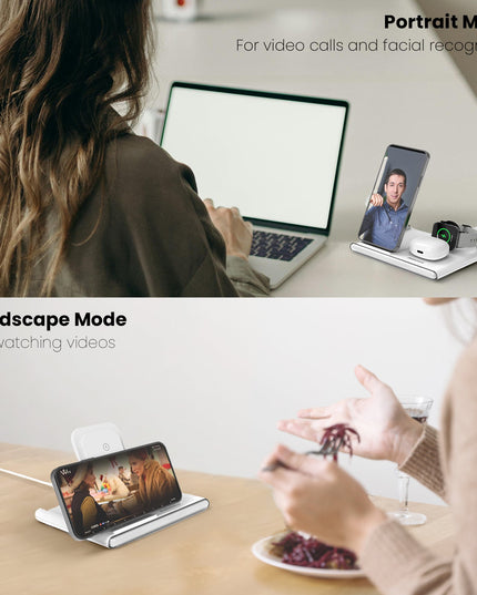 PowerGlow - Jabees 4-In-1 Foldable Wireless Charging Station Night Light