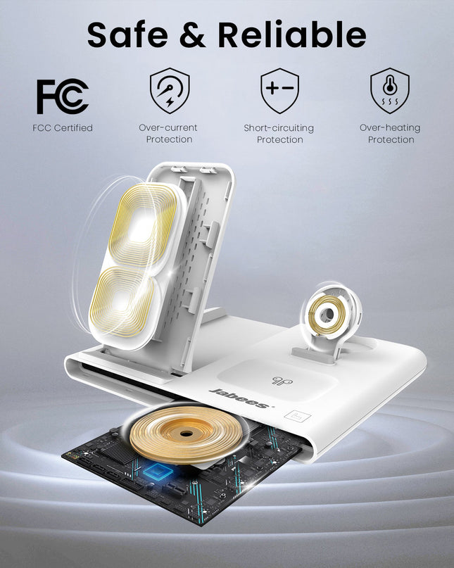 PowerGlow - Jabees 4-In-1 Foldable Wireless Charging Station Night Light