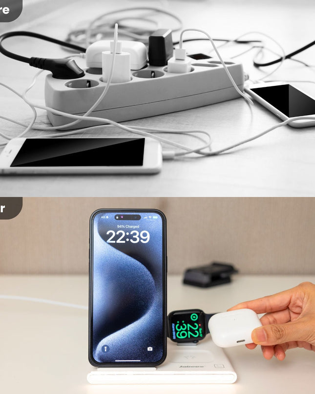PowerGlow - Jabees 4-In-1 Foldable Wireless Charging Station Night Light