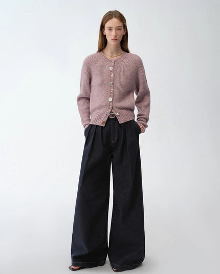 "Street Style" Vintage Handmade Lycra Stretch Jeans Wide Leg Loose Women Spring