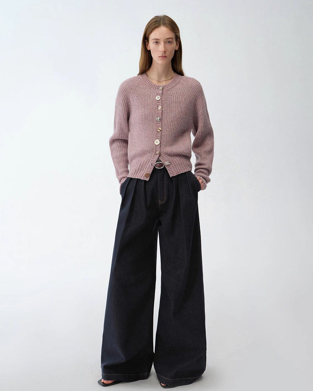 "Street Style" Vintage Handmade Lycra Stretch Jeans Wide Leg Loose Women Spring