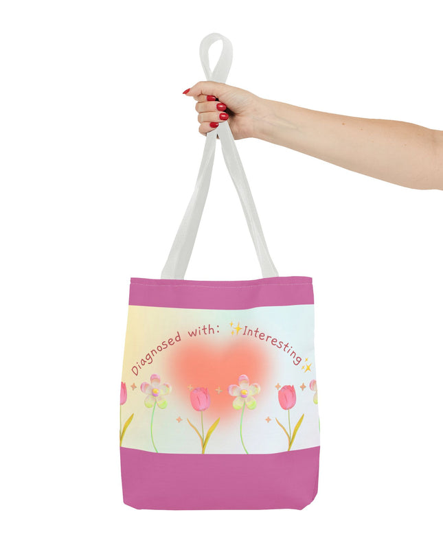 Floral Tote Bag, Vibrant Polyester Shopping Bag, Cheerful Spring Summer Handbag, Quirky Gift for Birthdays - Available in 5 Colors, 3 Sizes