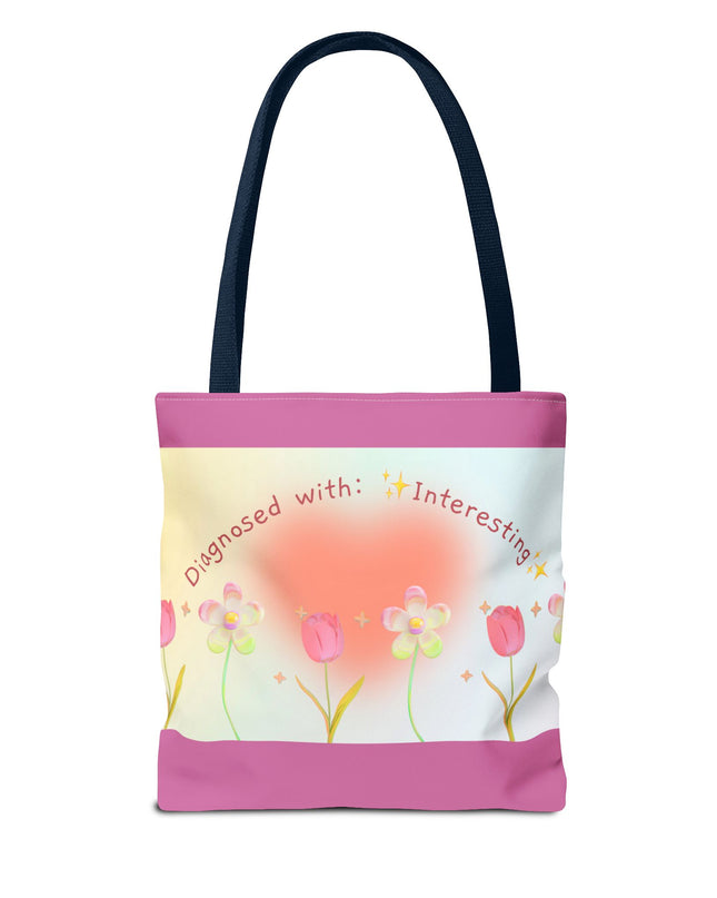 Floral Tote Bag, Vibrant Polyester Shopping Bag, Cheerful Spring Summer Handbag, Quirky Gift for Birthdays - Available in 5 Colors, 3 Sizes