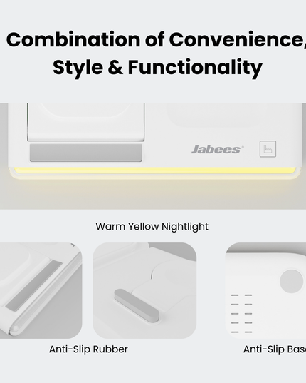 PowerGlow - Jabees 4-In-1 Foldable Wireless Charging Station Night Light