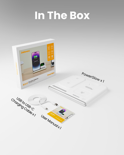 PowerGlow - Jabees 4-In-1 Foldable Wireless Charging Station Night Light