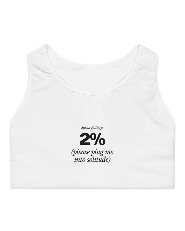 Social Battery Sports Bra - Workout, Yoga, Fitness, Self-Care, Gift for Her, Activewear, Motivational Apparel