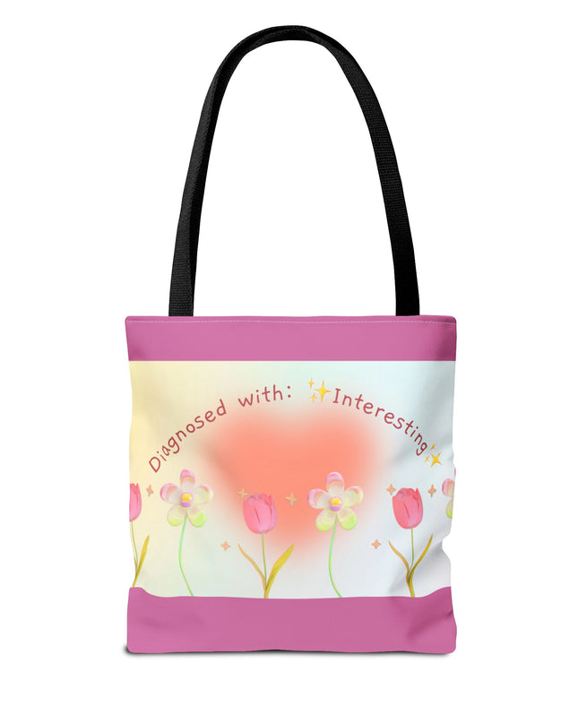 Floral Tote Bag, Vibrant Polyester Shopping Bag, Cheerful Spring Summer Handbag, Quirky Gift for Birthdays - Available in 5 Colors, 3 Sizes