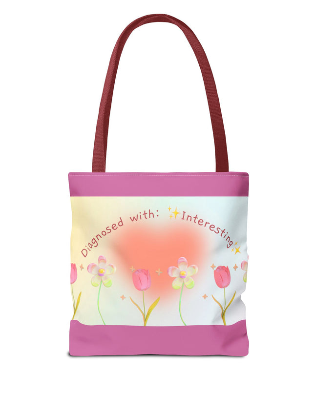 Floral Tote Bag, Vibrant Polyester Shopping Bag, Cheerful Spring Summer Handbag, Quirky Gift for Birthdays - Available in 5 Colors, 3 Sizes