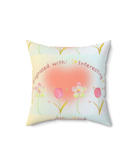 Floral Square Pillow, Decorative Throw Cushion, Home Accent Gift, Unique Housewarming Present, Playful Floral Design Pillow