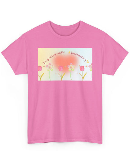 Diagnosed With: Interesting | Funny Unisex Heavy Cotton Tee | Quirky Graphic T-Shirt | Gift for Friends, Coworkers & Family