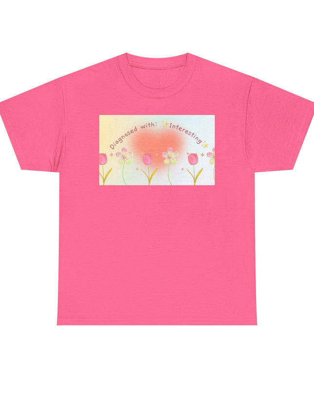 Diagnosed With: Interesting | Funny Unisex Heavy Cotton Tee | Quirky Graphic T-Shirt | Gift for Friends, Coworkers & Family