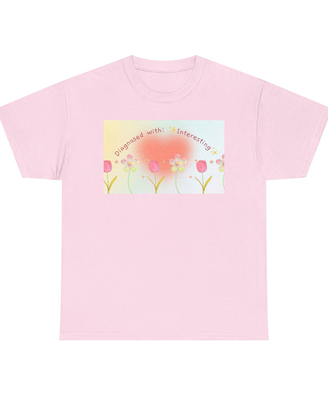 Diagnosed With: Interesting | Funny Unisex Heavy Cotton Tee | Quirky Graphic T-Shirt | Gift for Friends, Coworkers & Family