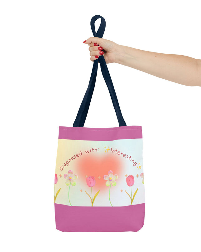 Floral Tote Bag, Vibrant Polyester Shopping Bag, Cheerful Spring Summer Handbag, Quirky Gift for Birthdays - Available in 5 Colors, 3 Sizes