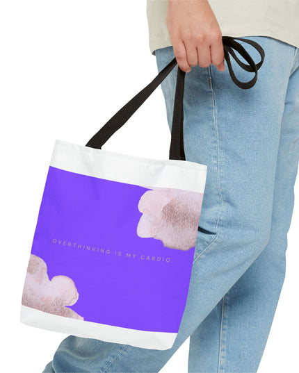 Vibrant Tote Bag, Overthinking is my Cardio, Stylish and Functional, Polyester Blend, Chic Design, Colorful Palette, Spacious Interior,