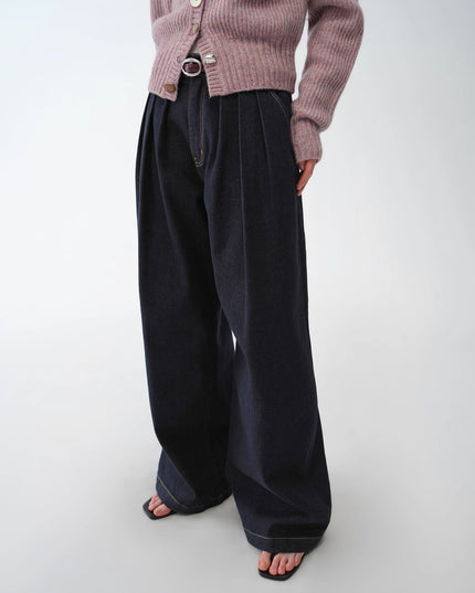 "Street Style" Vintage Handmade Lycra Stretch Jeans Wide Leg Loose Women Spring