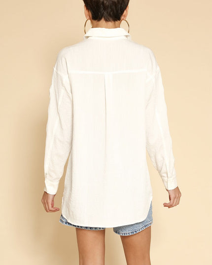 Bow Sleeve Button Down Shirt