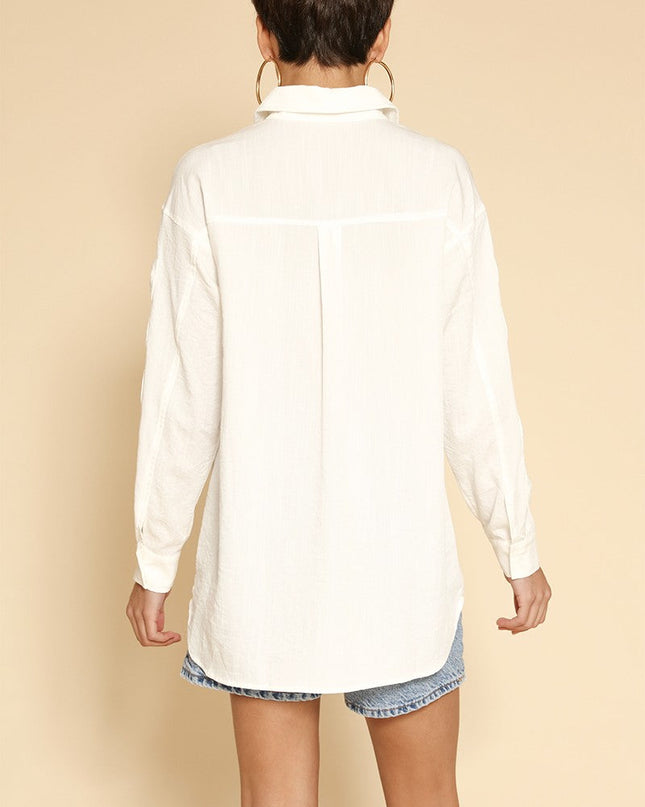 Bow Sleeve Button Down Shirt