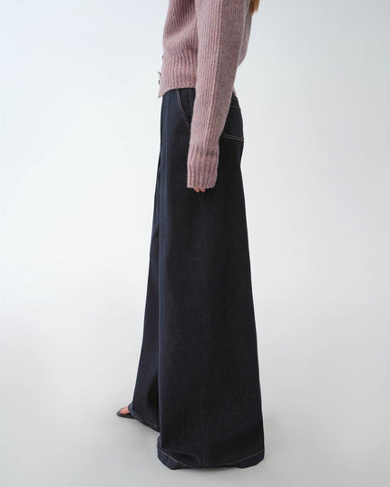 "Street Style" Vintage Handmade Lycra Stretch Jeans Wide Leg Loose Women Spring