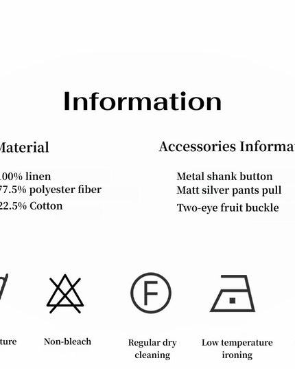 Old Money Style Linen Cut Scimitar Pants"Weiss Love Letter"