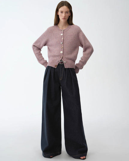 "Street Style" Vintage Handmade Lycra Stretch Jeans Wide Leg Loose Women Spring