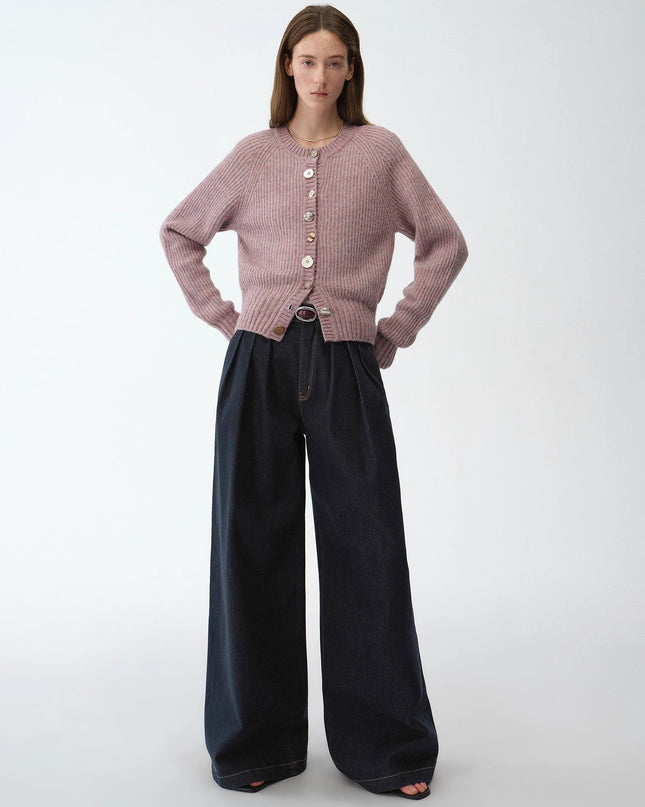 "Street Style" Vintage Handmade Lycra Stretch Jeans Wide Leg Loose Women Spring