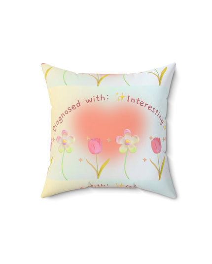 Floral Square Pillow, Decorative Throw Cushion, Home Accent Gift, Unique Housewarming Present, Playful Floral Design Pillow