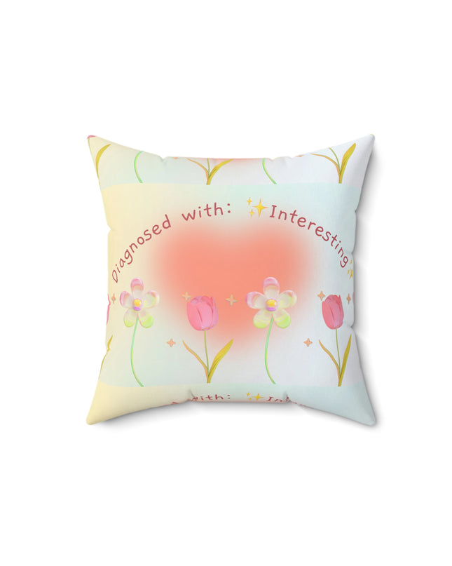 Floral Square Pillow, Decorative Throw Cushion, Home Accent Gift, Unique Housewarming Present, Playful Floral Design Pillow