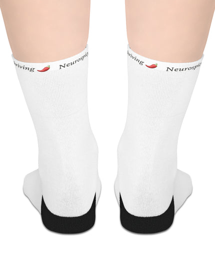 Neurospicy and Thriving Socks | Funny Mid-Length Socks | Comfort Fit | Gift for Neurodivergent Friends | Unique All-Over Print Socks
