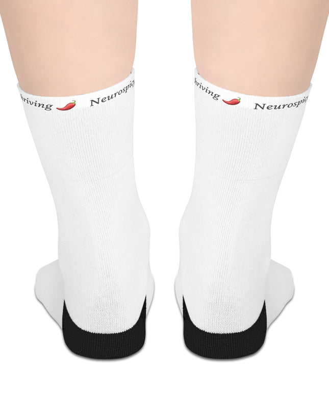Neurospicy and Thriving Socks | Funny Mid-Length Socks | Comfort Fit | Gift for Neurodivergent Friends | Unique All-Over Print Socks