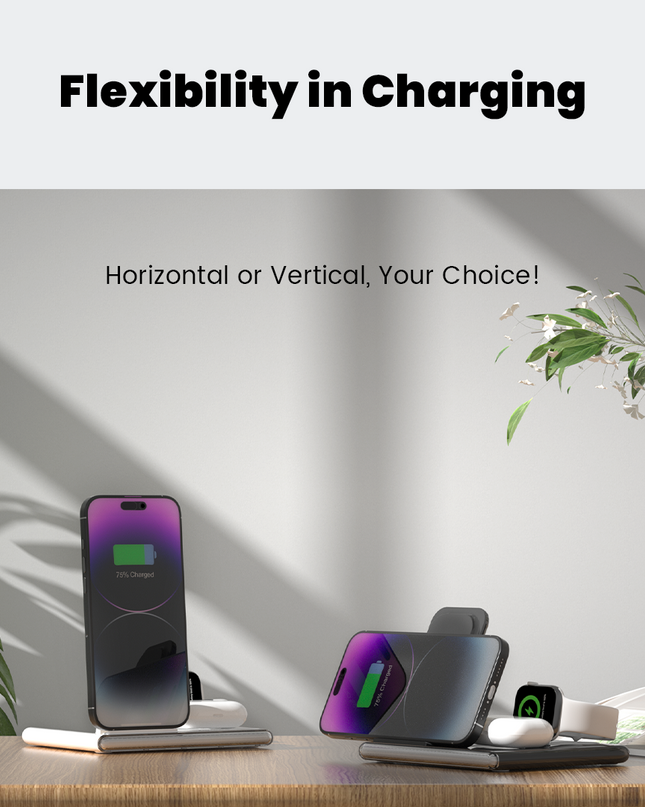 PowerGlow - Jabees 4-In-1 Foldable Wireless Charging Station Night Light