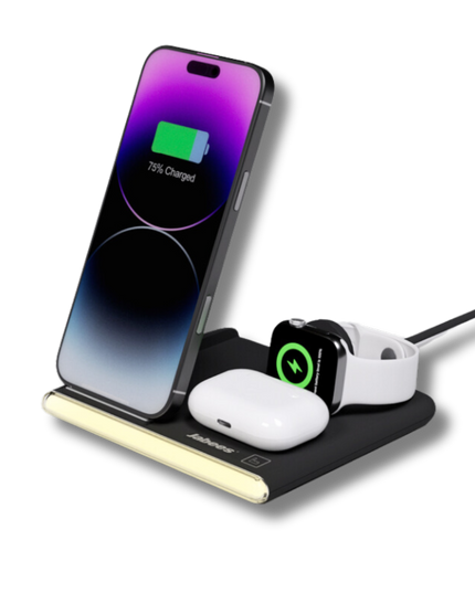 PowerGlow - Jabees 4-In-1 Foldable Wireless Charging Station Night Light