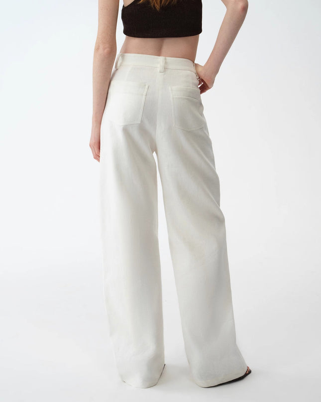 Old Money Style Linen Cut Scimitar Pants"Weiss Love Letter"