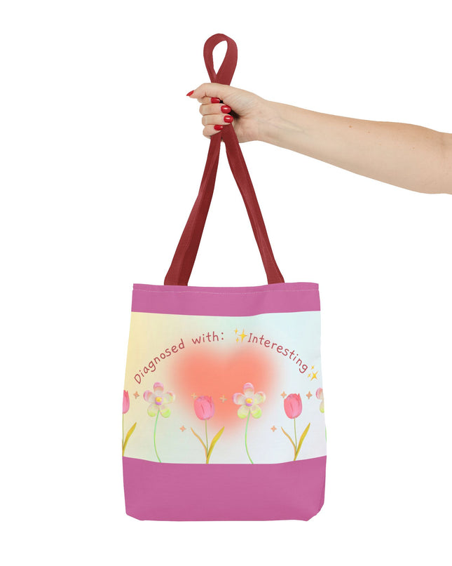 Floral Tote Bag, Vibrant Polyester Shopping Bag, Cheerful Spring Summer Handbag, Quirky Gift for Birthdays - Available in 5 Colors, 3 Sizes