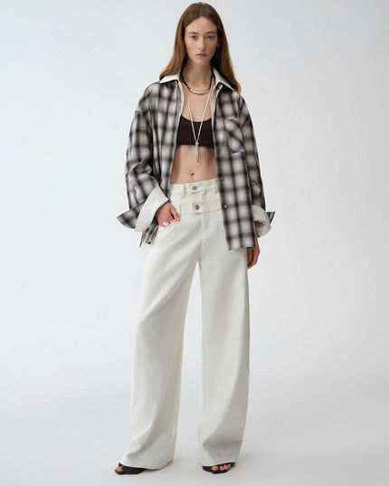 Old Money Style Linen Cut Scimitar Pants"Weiss Love Letter"