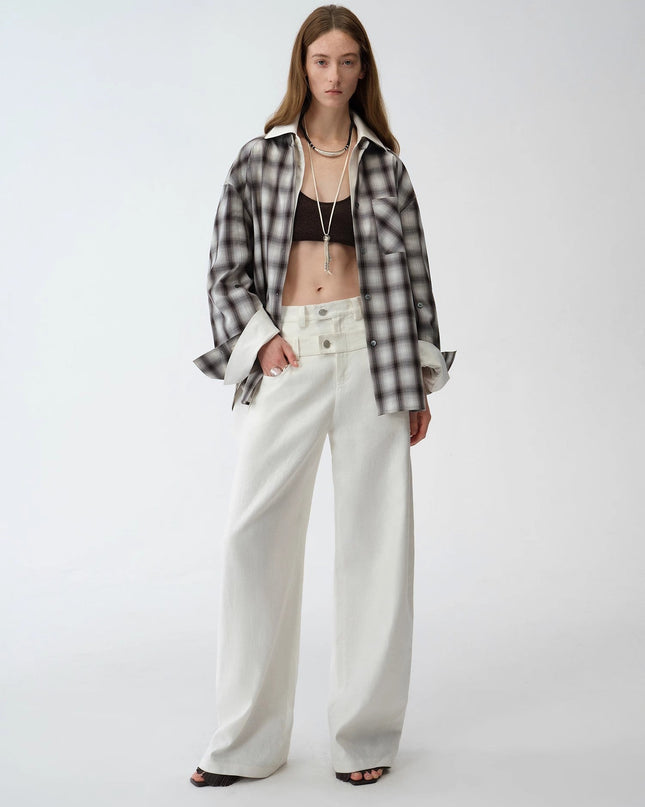 Old Money Style Linen Cut Scimitar Pants"Weiss Love Letter"