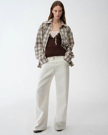 Old Money Style Linen Cut Scimitar Pants"Weiss Love Letter"