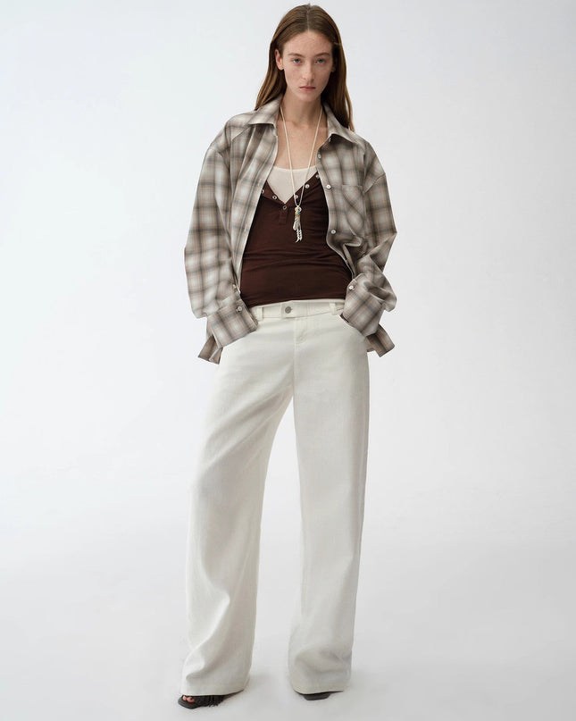 Old Money Style Linen Cut Scimitar Pants"Weiss Love Letter"
