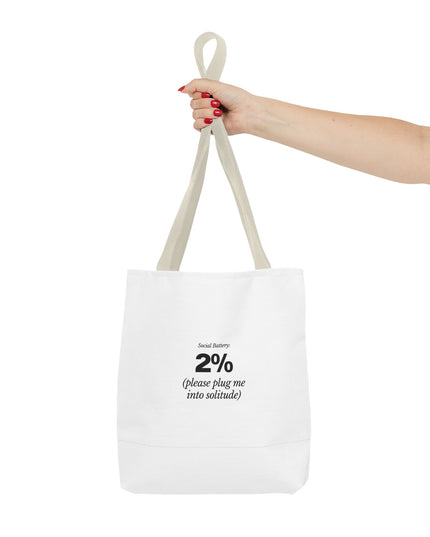 Social Battery: 2% Tote Bag | Funny Introvert Gift | Solitude Lover Bag | Aesthetic Everyday Carry | Durable Polyester Tote