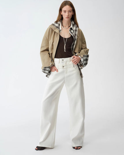 Old Money Style Linen Cut Scimitar Pants"Weiss Love Letter"