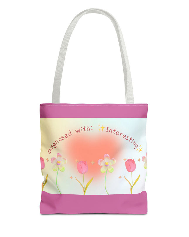 Floral Tote Bag, Vibrant Polyester Shopping Bag, Cheerful Spring Summer Handbag, Quirky Gift for Birthdays - Available in 5 Colors, 3 Sizes