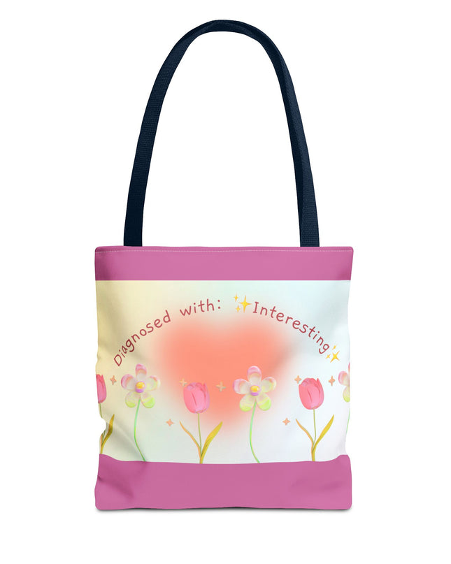 Floral Tote Bag, Vibrant Polyester Shopping Bag, Cheerful Spring Summer Handbag, Quirky Gift for Birthdays - Available in 5 Colors, 3 Sizes
