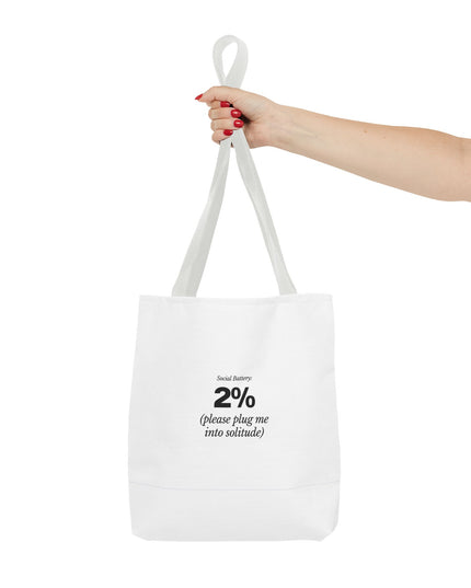 Social Battery: 2% Tote Bag | Funny Introvert Gift | Solitude Lover Bag | Aesthetic Everyday Carry | Durable Polyester Tote