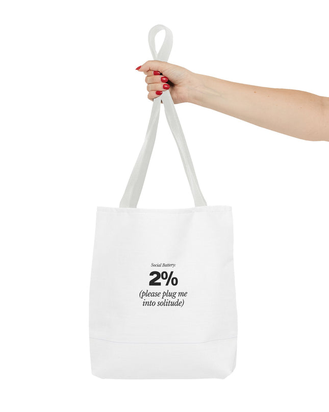 Social Battery: 2% Tote Bag | Funny Introvert Gift | Solitude Lover Bag | Aesthetic Everyday Carry | Durable Polyester Tote
