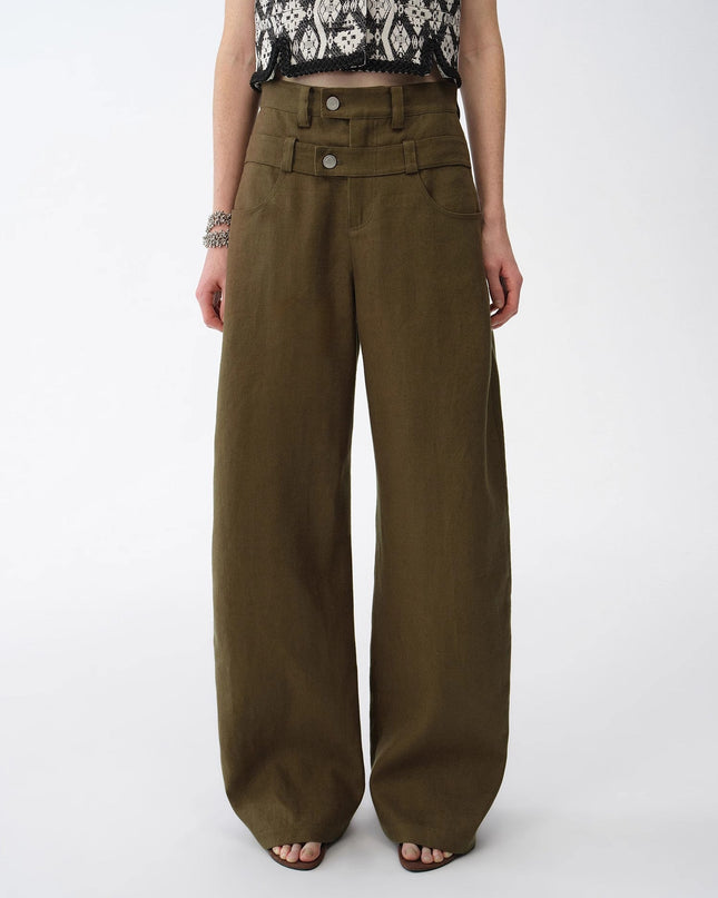 Old Money Style Linen Cut Scimitar Pants"Weiss Love Letter"