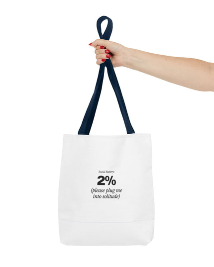 Social Battery: 2% Tote Bag | Funny Introvert Gift | Solitude Lover Bag | Aesthetic Everyday Carry | Durable Polyester Tote