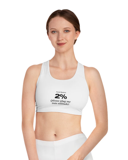 Social Battery Sports Bra - Workout, Yoga, Fitness, Self-Care, Gift for Her, Activewear, Motivational Apparel