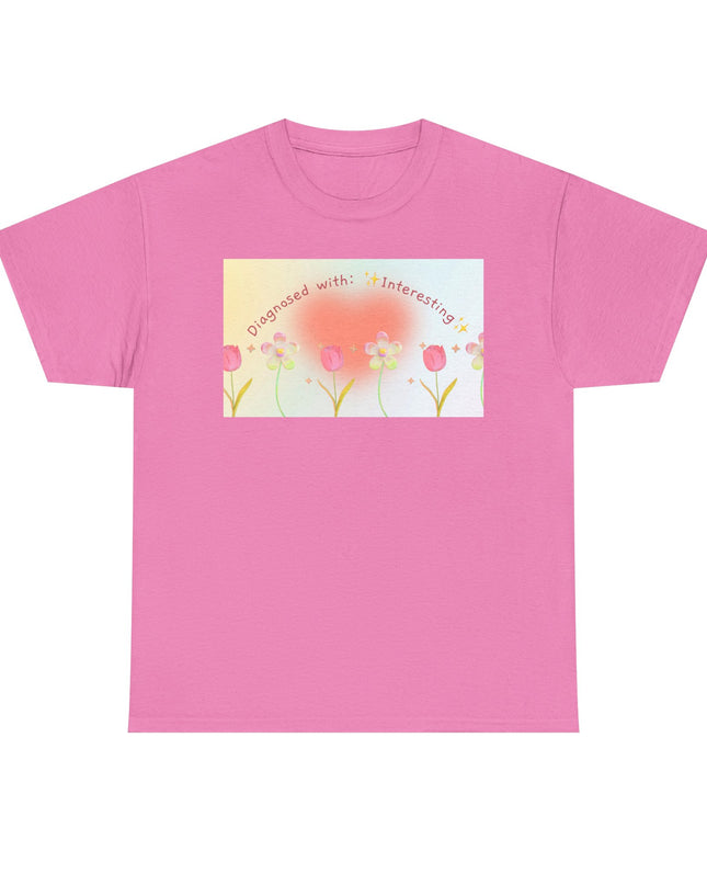 Diagnosed With: Interesting | Funny Unisex Heavy Cotton Tee | Quirky Graphic T-Shirt | Gift for Friends, Coworkers & Family