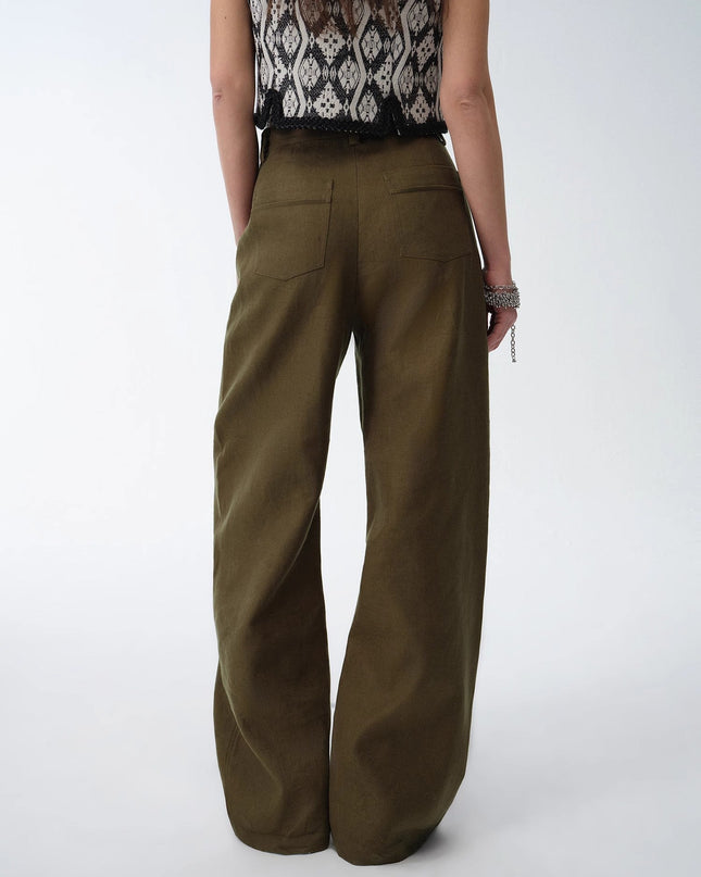 Old Money Style Linen Cut Scimitar Pants"Weiss Love Letter"