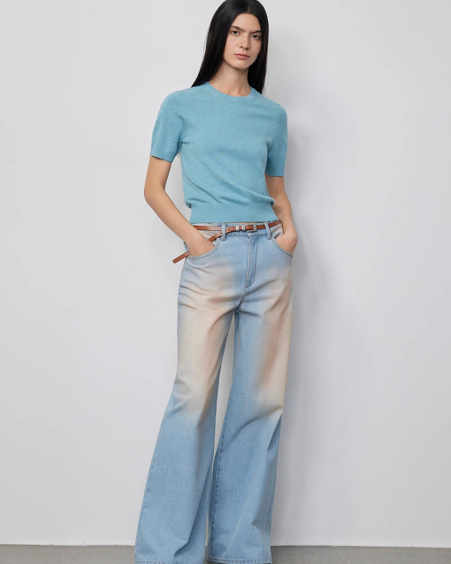 "Wantful Fantasy" Industry Washed Wide Leg Low Waist Straight Leg Bootleg Pants