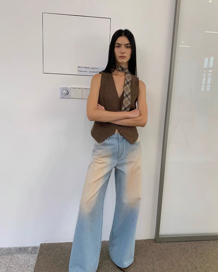 "Wantful Fantasy" Industry Washed Wide Leg Low Waist Straight Leg Bootleg Pants